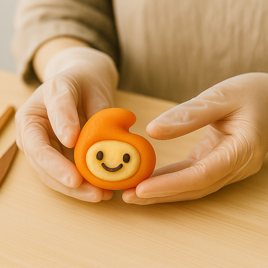 練り切りを成形する手元の写真